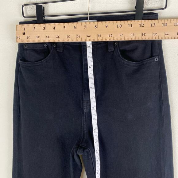 Pistola Teagan Vented Straight Jeans Size 28 Dark Vinyl Black High Rise Slit - Picture 14 of 15